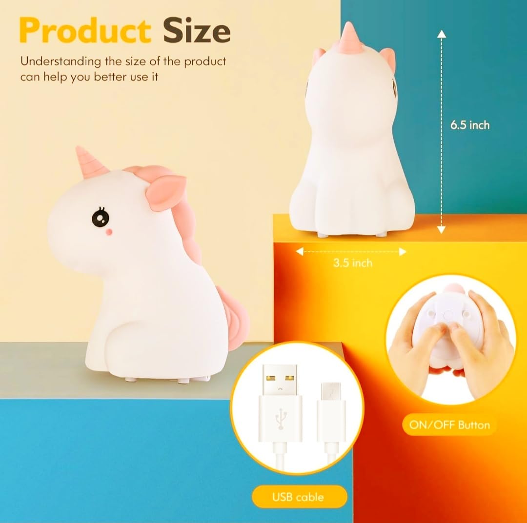Cute Silicone Unicorn Night Light for Kids